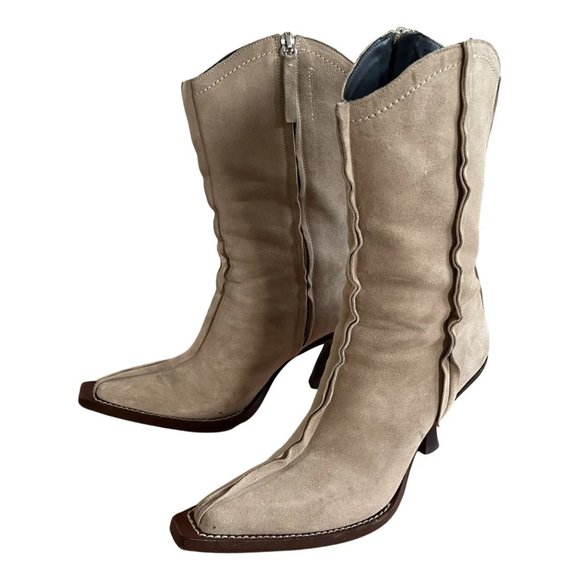 Acne Studios Western Goat Skin Boot Nude Beige Cream - Picture 2 of 10